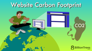 Person using the internet on the world wonders about the website carbon footprint and how to calculate website emissions and the carbon footprint of the internet by site, including ocean internet cables, infrastructure, data center emissions and everything else.